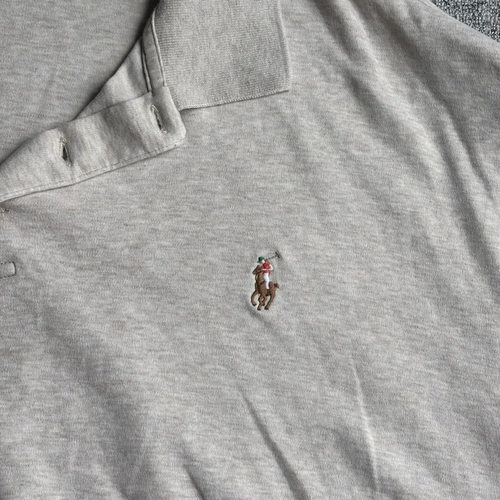 Polo Ralph Lauren Polo Mens XXL Beige Custom Slim Fit Heathered Jersey Pony Logo